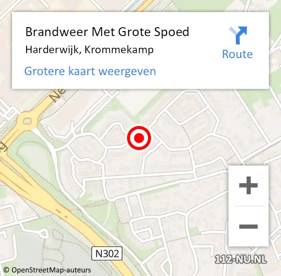 Locatie op kaart van de 112 melding: Brandweer Met Grote Spoed Naar Harderwijk, Krommekamp op 7 april 2023 15:14