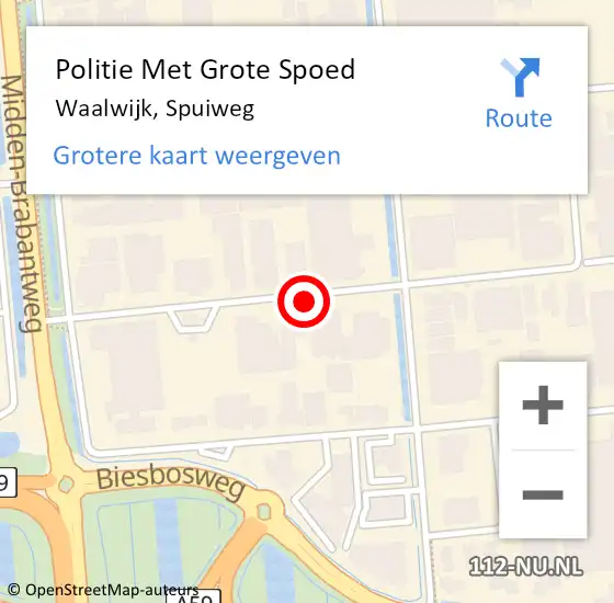 Locatie op kaart van de 112 melding: Politie Met Grote Spoed Naar Waalwijk, Spuiweg op 7 april 2023 15:18