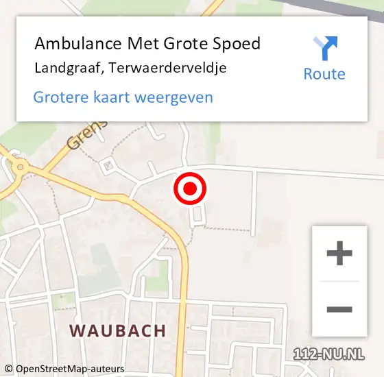 Locatie op kaart van de 112 melding: Ambulance Met Grote Spoed Naar Landgraaf, Terwaerderveldje op 21 augustus 2014 14:52