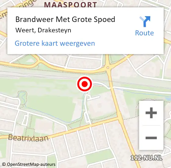 Locatie op kaart van de 112 melding: Brandweer Met Grote Spoed Naar Weert, Drakesteyn op 7 april 2023 15:30