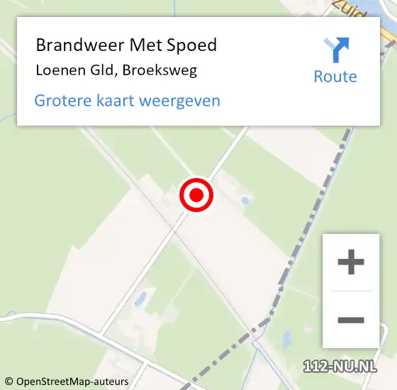 Locatie op kaart van de 112 melding: Brandweer Met Spoed Naar Loenen Gld, Broeksweg op 21 augustus 2014 14:55