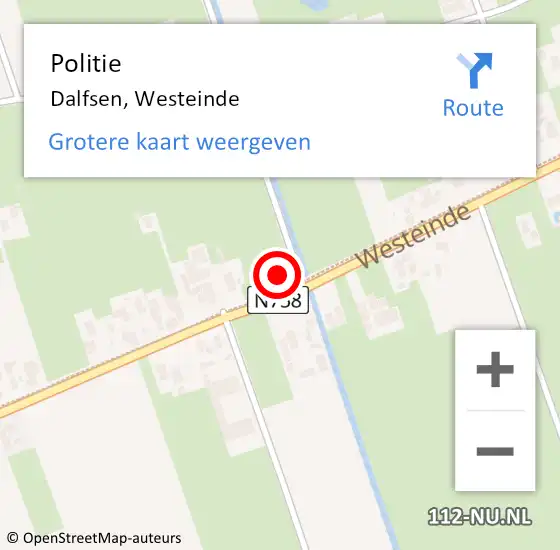 Locatie op kaart van de 112 melding: Politie Dalfsen, Westeinde op 7 april 2023 15:49