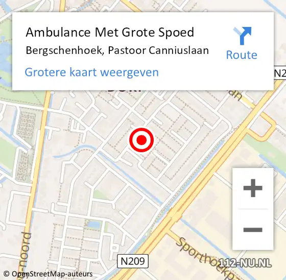 Locatie op kaart van de 112 melding: Ambulance Met Grote Spoed Naar Bergschenhoek, Pastoor Canniuslaan op 7 april 2023 15:50