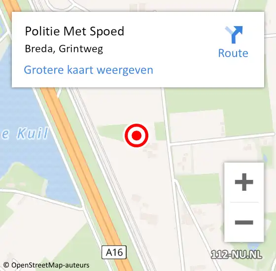 Locatie op kaart van de 112 melding: Politie Met Spoed Naar Breda, Grintweg op 7 april 2023 15:54