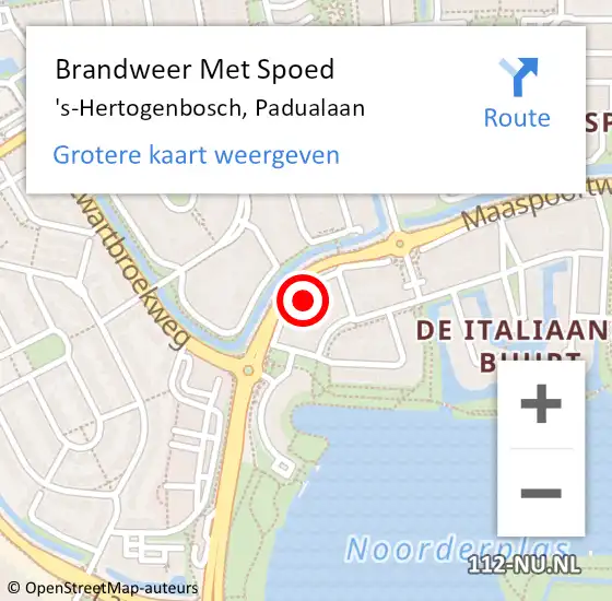 Locatie op kaart van de 112 melding: Brandweer Met Spoed Naar 's-Hertogenbosch, Padualaan op 7 april 2023 16:24