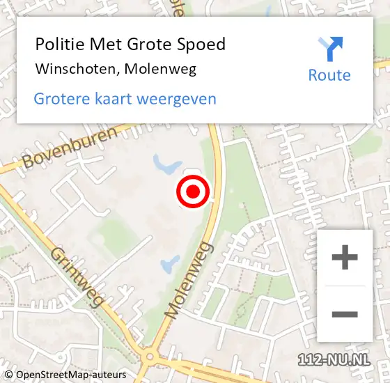 Locatie op kaart van de 112 melding: Politie Met Grote Spoed Naar Winschoten, Molenweg op 7 april 2023 16:36