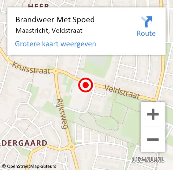 Locatie op kaart van de 112 melding: Brandweer Met Spoed Naar Maastricht, Veldstraat op 7 april 2023 17:18