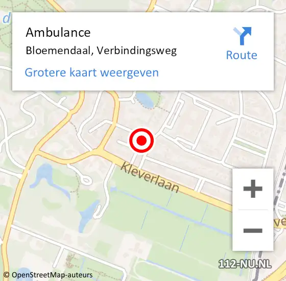 Locatie op kaart van de 112 melding: Ambulance Bloemendaal, Verbindingsweg op 7 april 2023 17:35