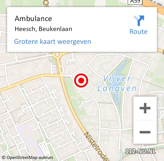 Locatie op kaart van de 112 melding: Ambulance Heesch, Beukenlaan op 21 augustus 2014 15:05