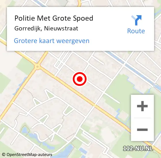 Locatie op kaart van de 112 melding: Politie Met Grote Spoed Naar Gorredijk, Nieuwstraat op 7 april 2023 18:00
