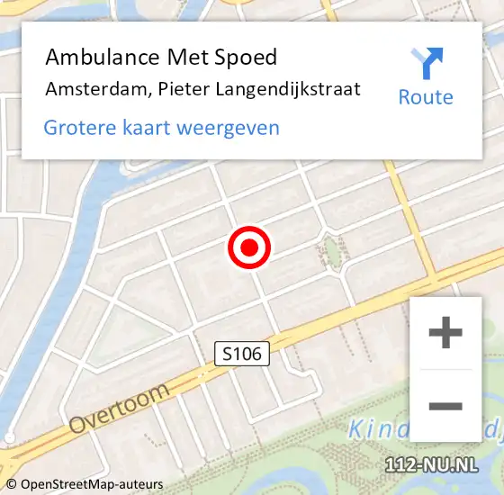 Locatie op kaart van de 112 melding: Ambulance Met Spoed Naar Amsterdam, Pieter Langendijkstraat op 7 april 2023 18:32