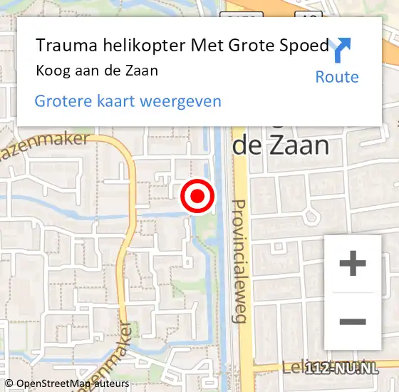 Locatie op kaart van de 112 melding: Trauma helikopter Met Grote Spoed Naar Koog aan de Zaan op 7 april 2023 18:49