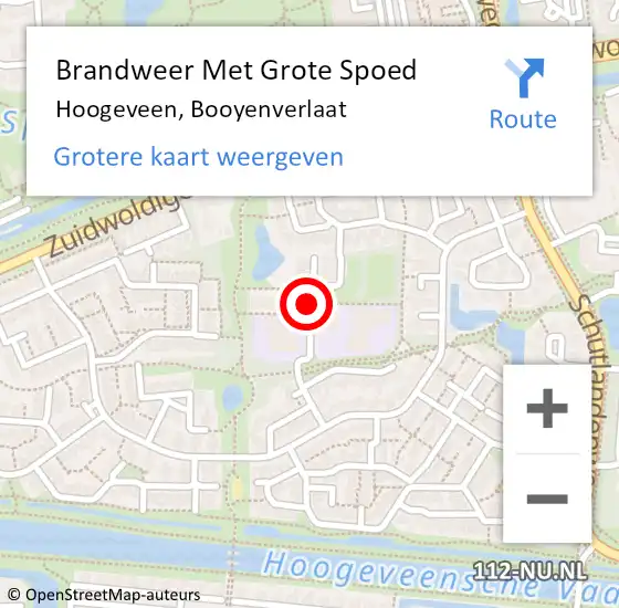 Locatie op kaart van de 112 melding: Brandweer Met Grote Spoed Naar Hoogeveen, Booyenverlaat op 7 april 2023 19:05