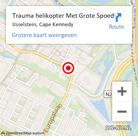 Locatie op kaart van de 112 melding: Trauma helikopter Met Grote Spoed Naar IJsselstein, Cape Kennedy op 7 april 2023 19:40