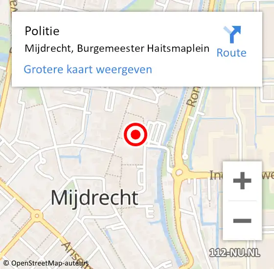 Locatie op kaart van de 112 melding: Politie Mijdrecht, Burgemeester Haitsmaplein op 7 april 2023 19:52