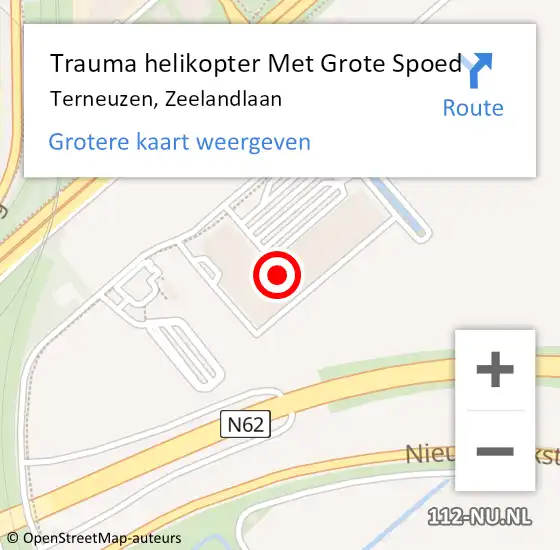 Locatie op kaart van de 112 melding: Trauma helikopter Met Grote Spoed Naar Terneuzen, Zeelandlaan op 7 april 2023 20:12