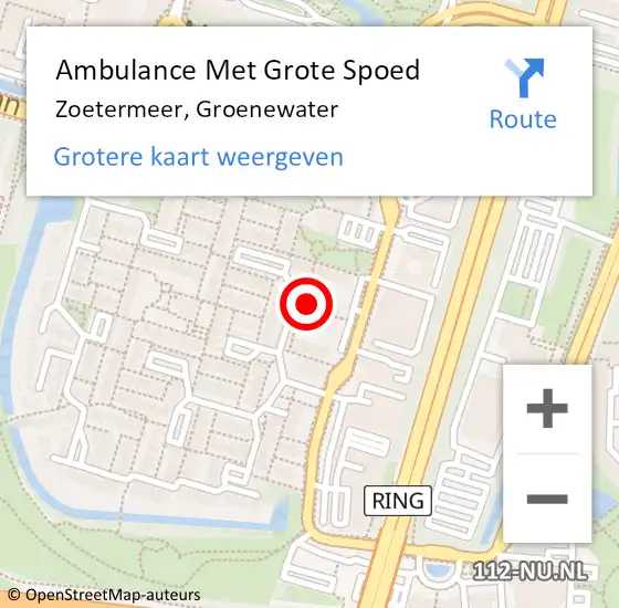 Locatie op kaart van de 112 melding: Ambulance Met Grote Spoed Naar Zoetermeer, Groenewater op 7 april 2023 20:44