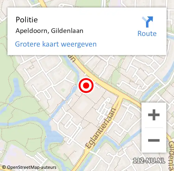 Locatie op kaart van de 112 melding: Politie Apeldoorn, Gildenlaan op 7 april 2023 20:57