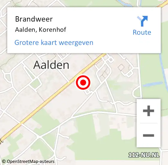 Locatie op kaart van de 112 melding: Brandweer Aalden, Korenhof op 21 augustus 2014 15:21