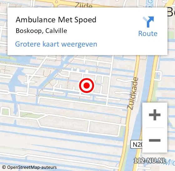 Locatie op kaart van de 112 melding: Ambulance Met Spoed Naar Boskoop, Calville op 7 april 2023 21:20