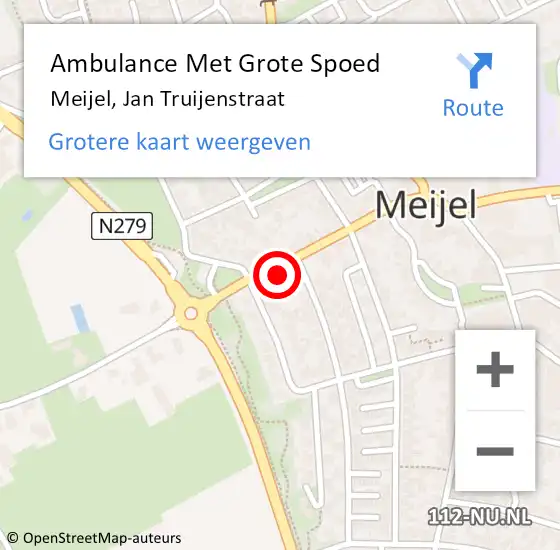 Locatie op kaart van de 112 melding: Ambulance Met Grote Spoed Naar Meijel, Jan Truijenstraat op 7 april 2023 21:29