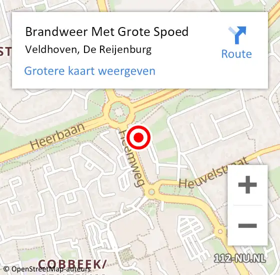 Locatie op kaart van de 112 melding: Brandweer Met Grote Spoed Naar Veldhoven, De Reijenburg op 7 april 2023 21:48