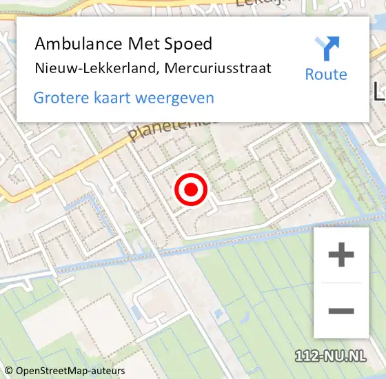 Locatie op kaart van de 112 melding: Ambulance Met Spoed Naar Nieuw-Lekkerland, Mercuriusstraat op 7 april 2023 21:49