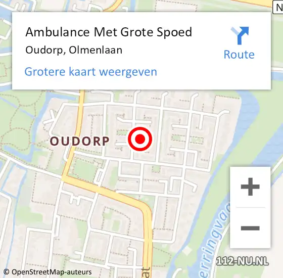 Locatie op kaart van de 112 melding: Ambulance Met Grote Spoed Naar Oudorp, Olmenlaan op 7 april 2023 22:00