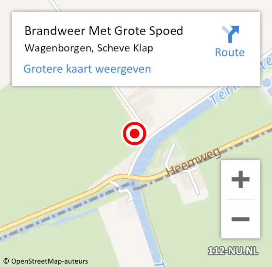 Locatie op kaart van de 112 melding: Brandweer Met Grote Spoed Naar Wagenborgen, Scheve Klap op 7 april 2023 22:48