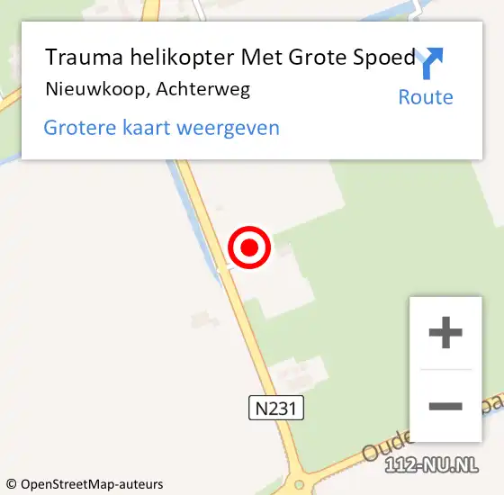 Locatie op kaart van de 112 melding: Trauma helikopter Met Grote Spoed Naar Nieuwkoop, Achterweg op 7 april 2023 22:50