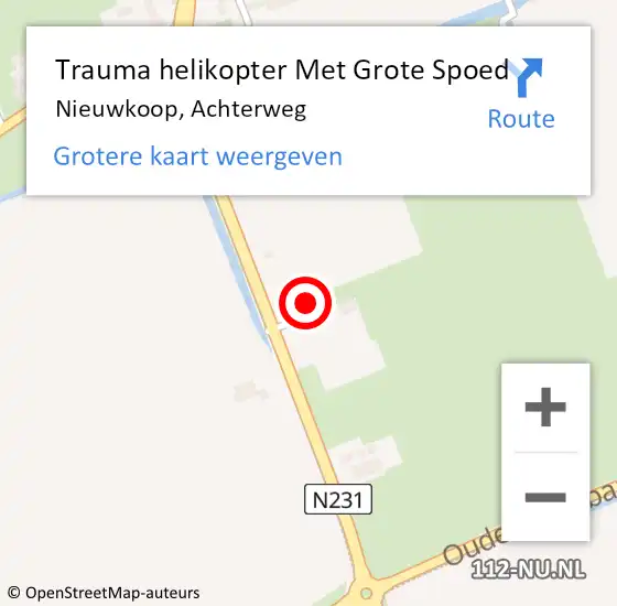 Locatie op kaart van de 112 melding: Trauma helikopter Met Grote Spoed Naar Nieuwkoop, Achterweg op 7 april 2023 22:53