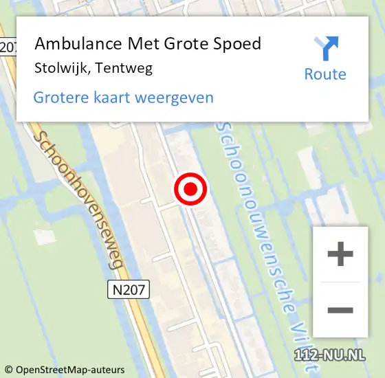 Locatie op kaart van de 112 melding: Ambulance Met Grote Spoed Naar Stolwijk, Tentweg op 7 april 2023 22:57