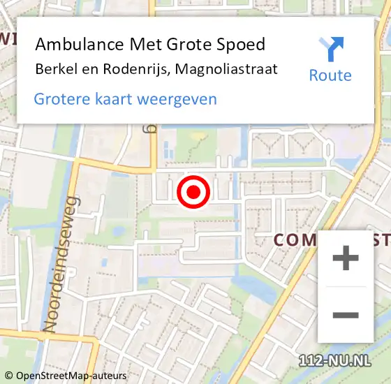 Locatie op kaart van de 112 melding: Ambulance Met Grote Spoed Naar Berkel en Rodenrijs, Magnoliastraat op 7 april 2023 23:05