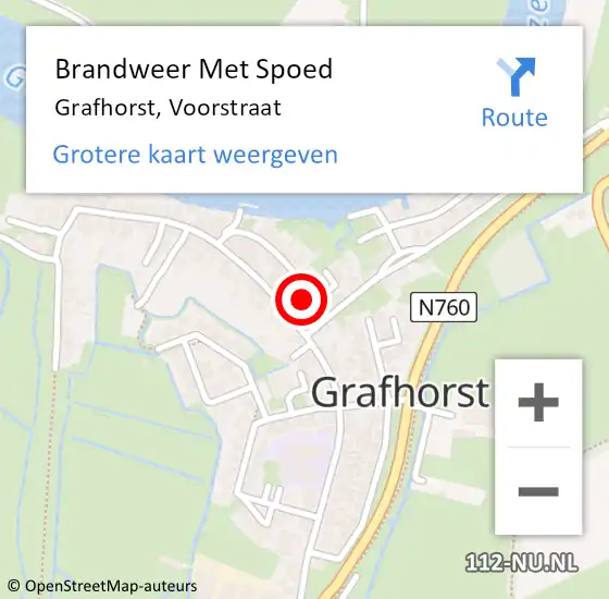 Locatie op kaart van de 112 melding: Brandweer Met Spoed Naar Grafhorst, Voorstraat op 7 april 2023 23:16