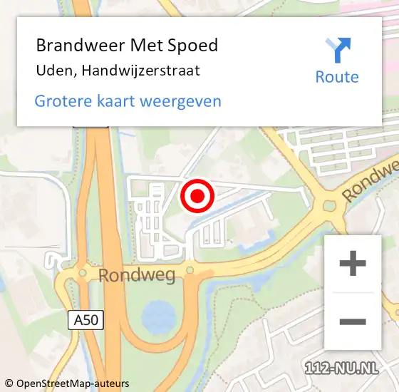 Locatie op kaart van de 112 melding: Brandweer Met Spoed Naar Uden, Handwijzerstraat op 7 april 2023 23:27