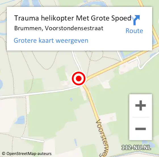 Locatie op kaart van de 112 melding: Trauma helikopter Met Grote Spoed Naar Brummen, Voorstondensestraat op 7 april 2023 23:31