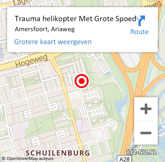 Locatie op kaart van de 112 melding: Trauma helikopter Met Grote Spoed Naar Amersfoort, Ariaweg op 8 april 2023 00:55