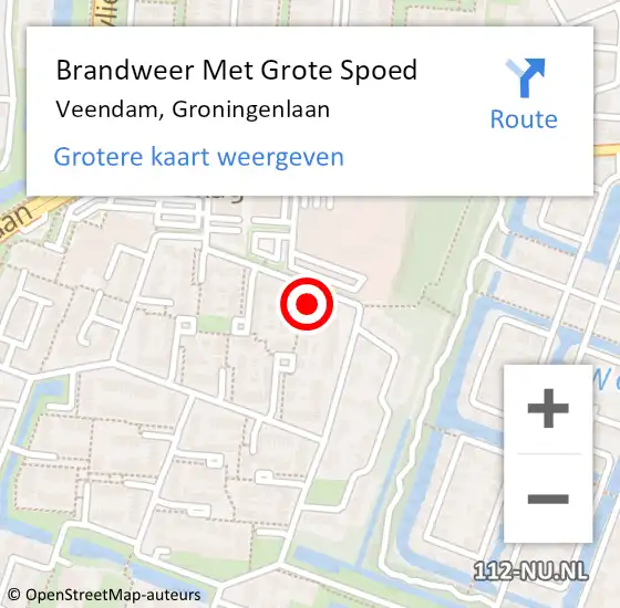 Locatie op kaart van de 112 melding: Brandweer Met Grote Spoed Naar Veendam, Groningenlaan op 8 april 2023 01:04