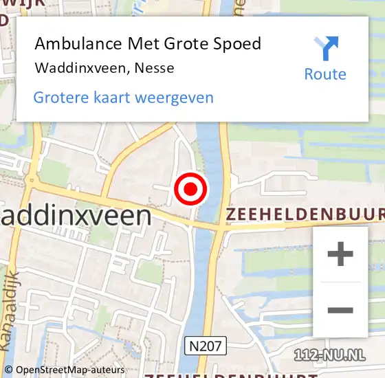 Locatie op kaart van de 112 melding: Ambulance Met Grote Spoed Naar Waddinxveen, Nesse op 8 april 2023 01:47