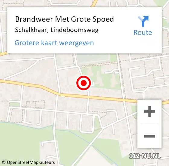 Locatie op kaart van de 112 melding: Brandweer Met Grote Spoed Naar Schalkhaar, Lindeboomsweg op 21 augustus 2014 15:34