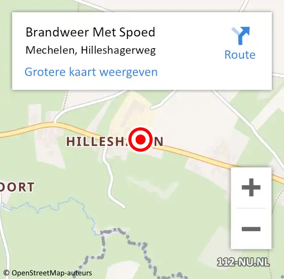 Locatie op kaart van de 112 melding: Brandweer Met Spoed Naar Mechelen, Hilleshagerweg op 8 april 2023 03:01
