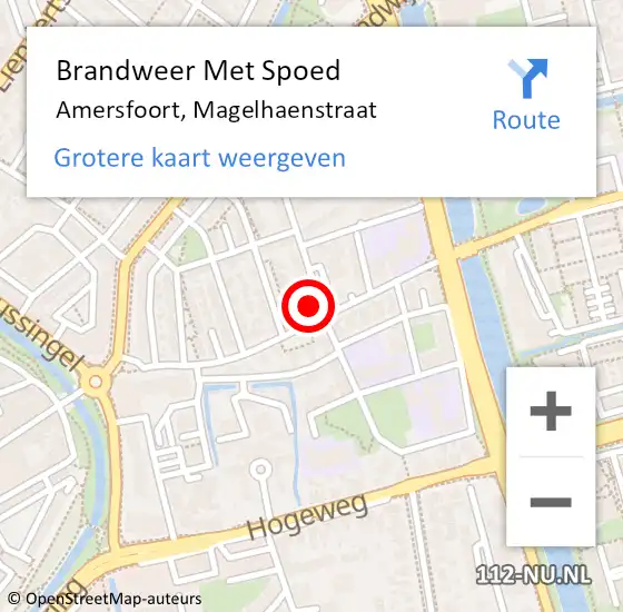 Locatie op kaart van de 112 melding: Brandweer Met Spoed Naar Amersfoort, Magelhaenstraat op 8 april 2023 04:12