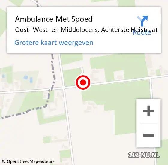 Locatie op kaart van de 112 melding: Ambulance Met Spoed Naar Oost- West- en Middelbeers, Achterste Heistraat op 21 augustus 2014 15:42