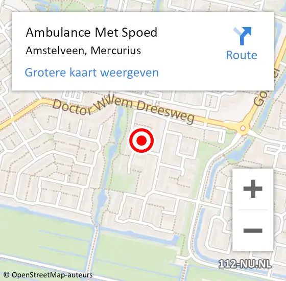 Locatie op kaart van de 112 melding: Ambulance Met Spoed Naar Amstelveen, Mercurius op 8 april 2023 05:18