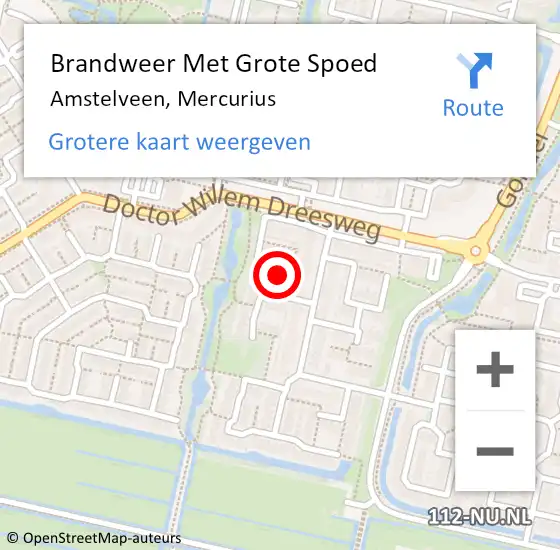 Locatie op kaart van de 112 melding: Brandweer Met Grote Spoed Naar Amstelveen, Mercurius op 8 april 2023 05:41