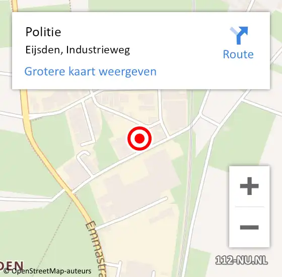 Locatie op kaart van de 112 melding: Politie Eijsden, Industrieweg op 8 april 2023 05:43