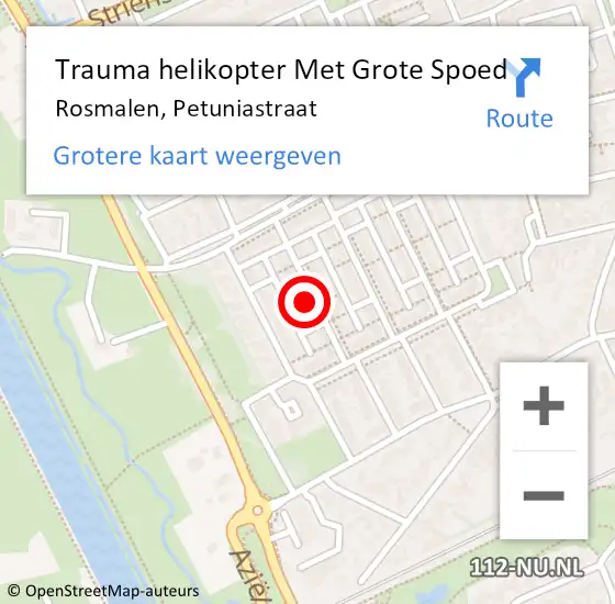 Locatie op kaart van de 112 melding: Trauma helikopter Met Grote Spoed Naar Rosmalen, Petuniastraat op 8 april 2023 06:09