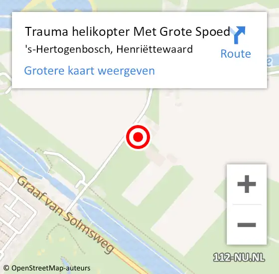 Locatie op kaart van de 112 melding: Trauma helikopter Met Grote Spoed Naar 's-Hertogenbosch, Henriëttewaard op 8 april 2023 06:11