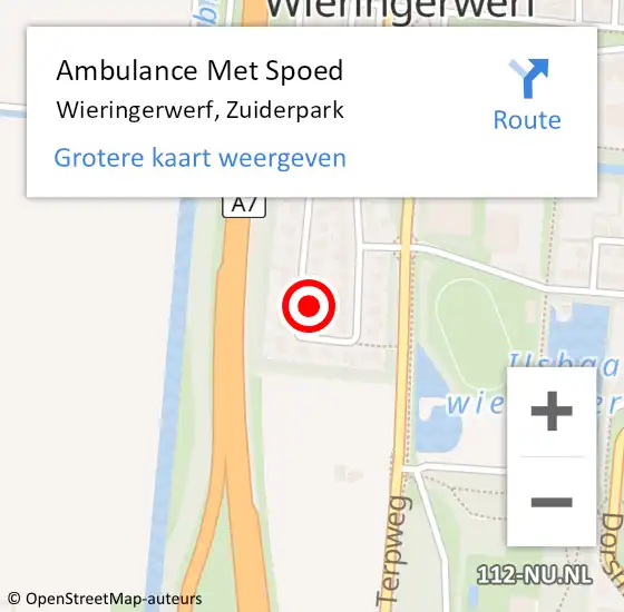 Locatie op kaart van de 112 melding: Ambulance Met Spoed Naar Wieringerwerf, Zuiderpark op 8 april 2023 07:10