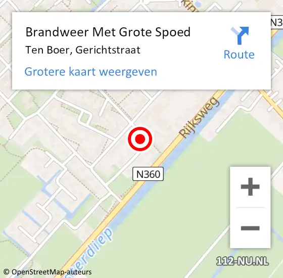 Locatie op kaart van de 112 melding: Brandweer Met Grote Spoed Naar Ten Boer, Gerichtstraat op 8 april 2023 07:40